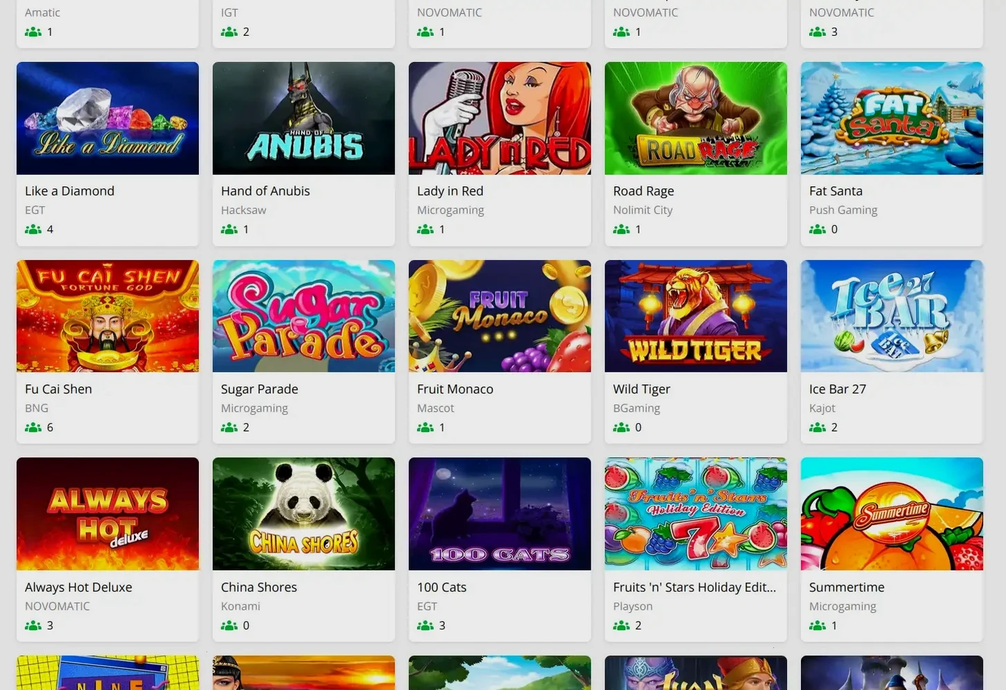 Felixspin Casino Spielauswahl